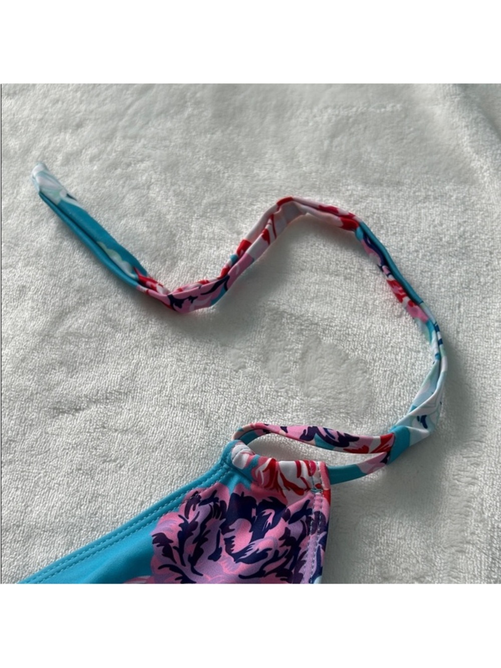 Floral Halter Tankini Top - Teal Pink - Picture 7 of 7